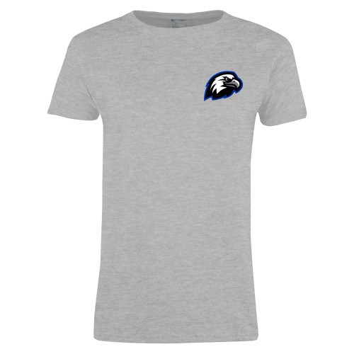  Womens Grey Short Sleeve Tee - Faulkner University Mascot Head