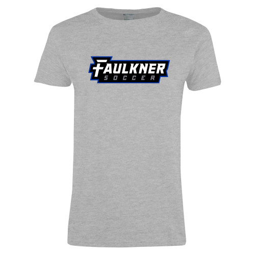  Womens Grey Short Sleeve Tee - Faulkner University Soccer