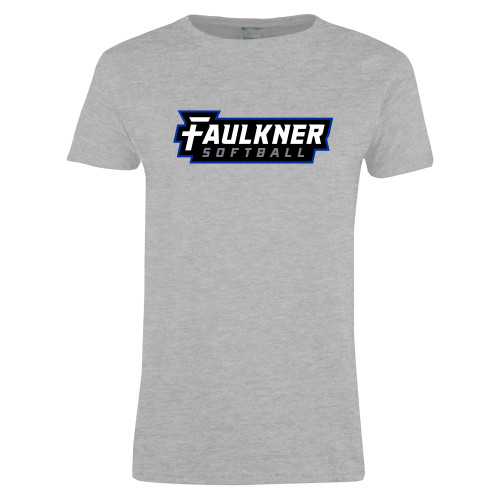  Womens Grey Short Sleeve Tee - Faulkner University Softball