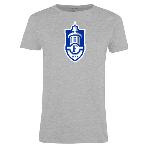  Womens Grey Short Sleeve Tee - Faulkner University Crest