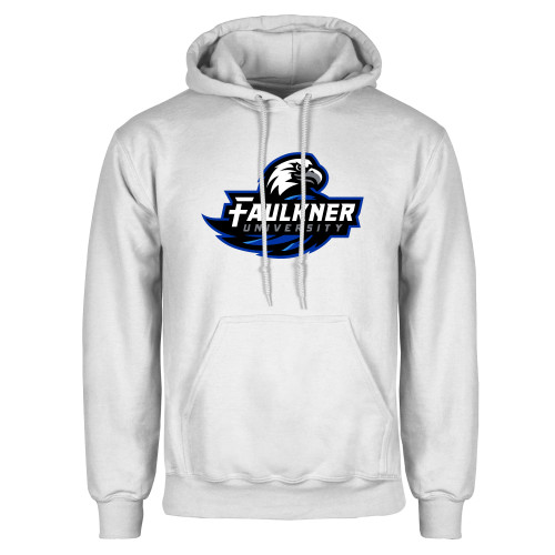  White Fleece Hoodie - Faulkner University Primary Logo