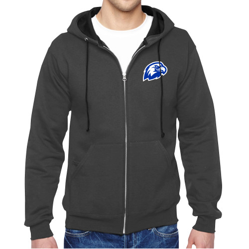  Charcoal Fleece Full Zip Hoodie - Faulkner University Mascot Head