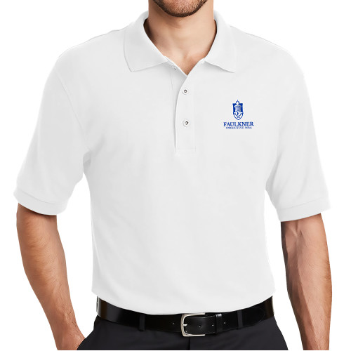  White Silk Touch Polo - Faulkner University Executive MBA Stacked