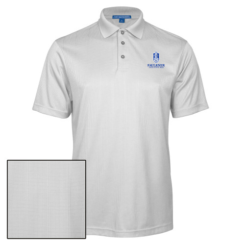  White Performance Fine Jacquard Polo - Faulkner University Executive MBA Stacked