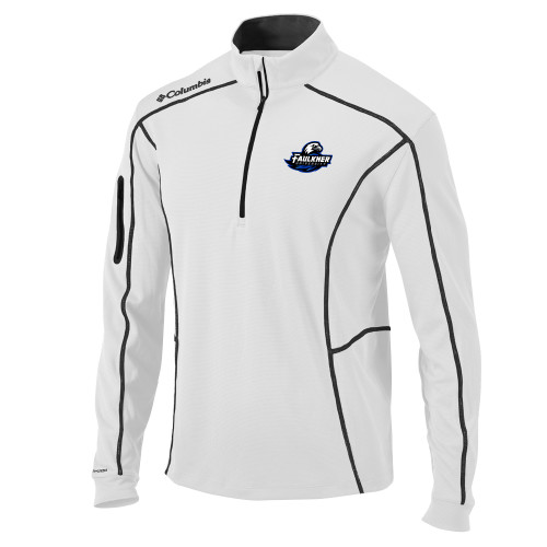  Columbia White Omni Wick Shotgun 1/4 Zip - Faulkner University Primary Logo EMB