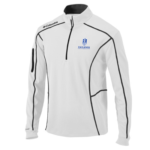  Columbia White Omni Wick Shotgun 1/4 Zip - Faulkner University with Crest Stacked EMB