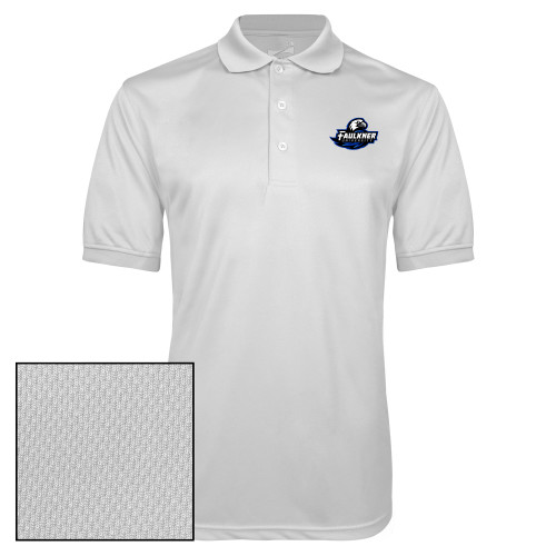  White Dry Mesh Polo - Faulkner University Primary Logo EMB