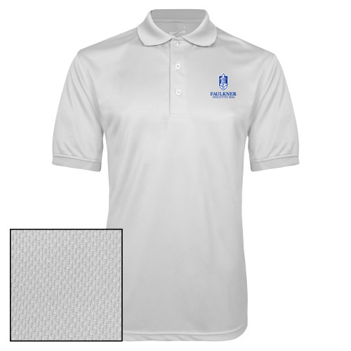  White Dry Mesh Polo - Faulkner University Executive MBA Stacked