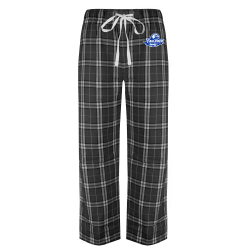  Black/Grey Flannel Pajama Pant - Faulkner University Primary Logo EMB