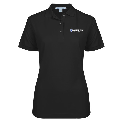  Womens Silk Touch Black Pique Polo - Faulkner Alumni