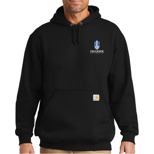  Carhartt Black Midweight Hoodie - Faulkner University with Crest Stacked EMB