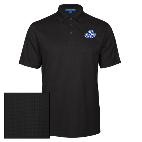  Black Performance Fine Jacquard Polo - Faulkner University Primary Logo EMB