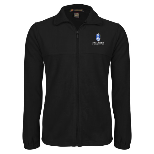 Black Fleece Full Zip Jacket - Faulkner University with Crest Stacked EMB