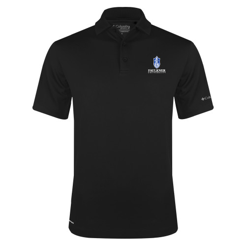  Columbia Black Omni Wick Drive Polo - Faulkner University with Crest Stacked EMB