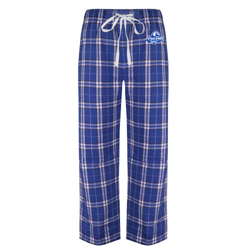  Royal/White Flannel Pajama Pant - Faulkner University Primary Logo EMB