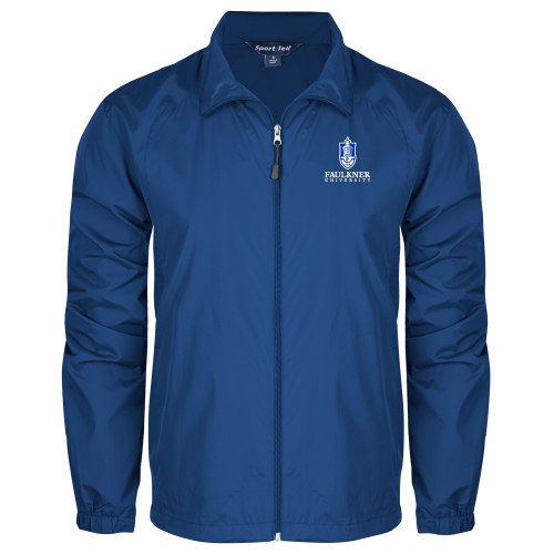  Royal Full Zip Wind Jacket - Faulkner University with Crest Stacked EMB