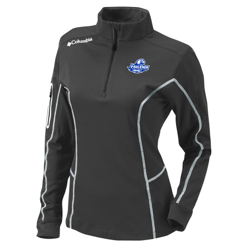  Columbia Womens Omni Wick Charcoal 1/4 Zip - Faulkner University Primary Logo EMB