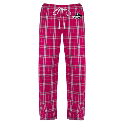  Womens Dark Fuchsia/White Flannel Pajama Pant - Faulkner University Primary Logo EMB