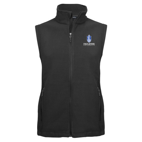  Charcoal Fleece Full Zip Vest - Faulkner University with Crest Stacked EMB