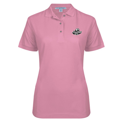  Womens Silk Touch Light Pink Pique Polo - Faulkner University Primary Logo EMB