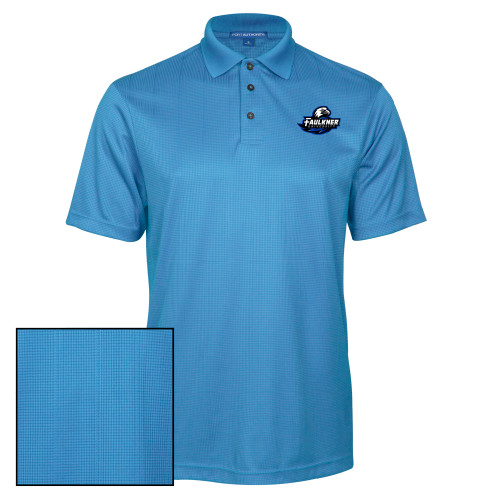  Light Blue Performance Fine Jacquard Polo - Faulkner University Primary Logo EMB