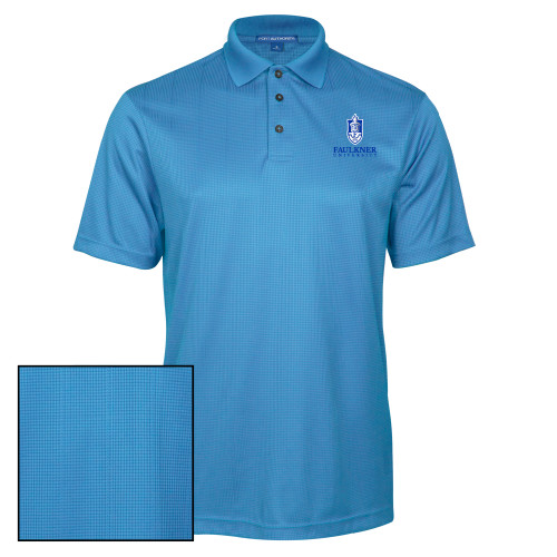  Light Blue Performance Fine Jacquard Polo - Faulkner University with Crest Stacked EMB