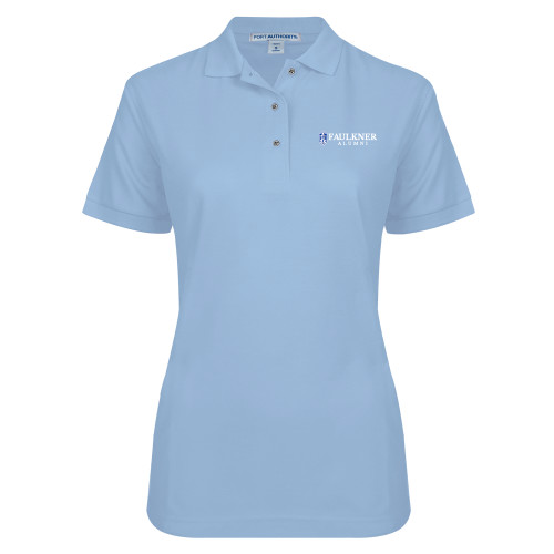  Womens Silk Touch Light Blue Pique Polo - Faulkner Alumni