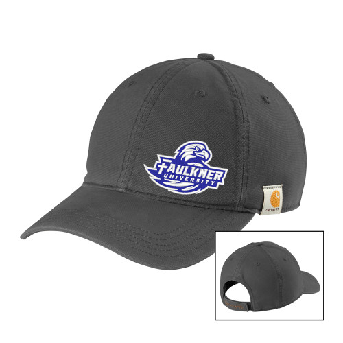  Carhartt Charcoal Cotton Adjustable Canvas Hat - Faulkner University Primary Logo EMB