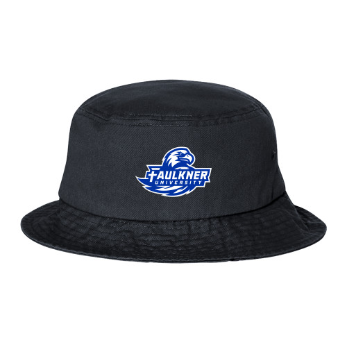  Sportsman Black Bucket Hat - Faulkner University Primary Logo EMB