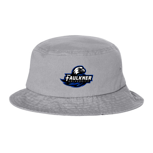  Sportsman Grey Bucket Hat - Faulkner University Primary Logo EMB