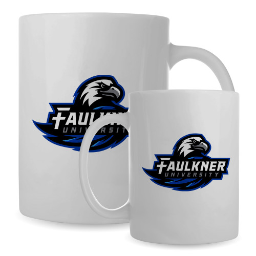  Full Color White Mug 15oz - Faulkner University Primary Logo