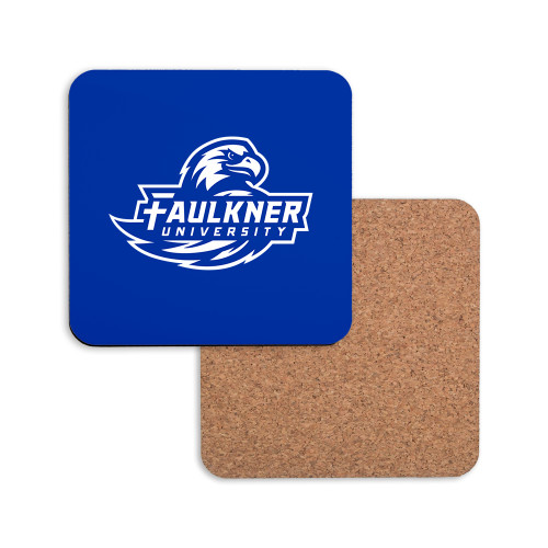  Hardboard Coaster w/Cork Backing - Faulkner University Primary Logo
