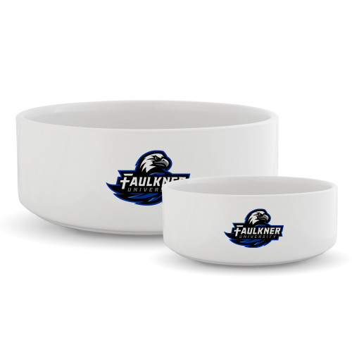  Ceramic Dog Bowl - Faulkner University Primary Logo