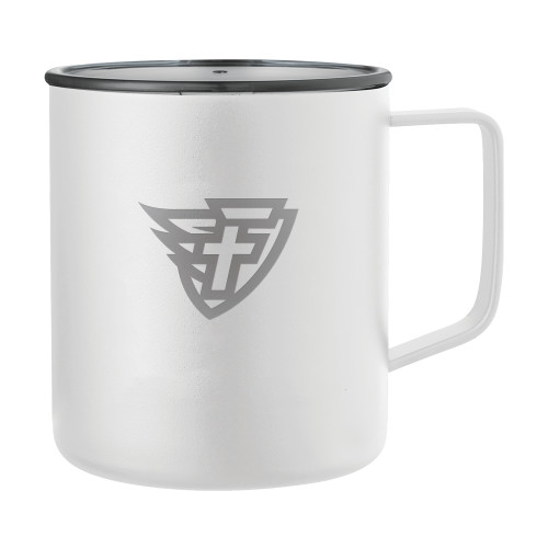  Rover Camp Vacuum Insulated White Mug 14oz - Faulkner University F Wing Shield Engraved