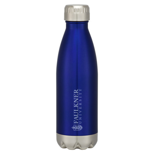  Swig Stainless Steel Blue Bottle 16oz - Faulkner University  with Crest Flat Engraved