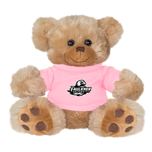  Plush Big Paw 8 1/2 inch Brown Bear w/Pink Shirt - Faulkner University Primary Logo