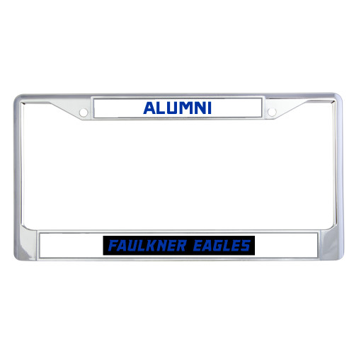  Alumni Metal License Plate Frame in Chrome - Faulkner Eagles Flat