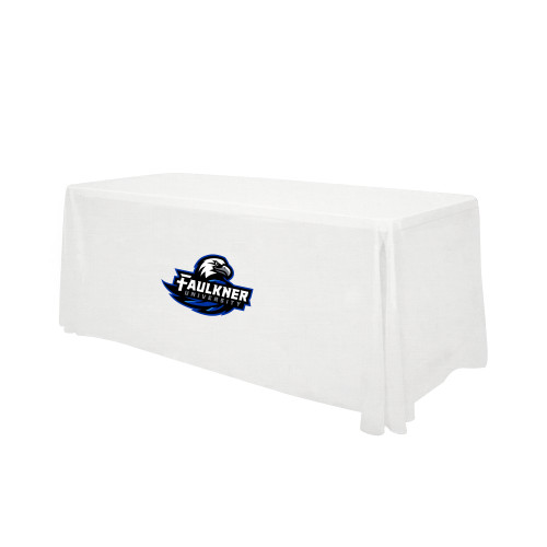  White 6 foot Table Throw - Faulkner University Primary Logo