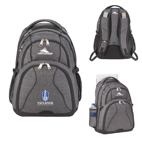  High Sierra Graphite Swerve Computer Backpack - Faulkner University with Crest Stacked EMB