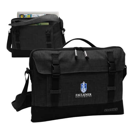  OGIO Heather Grey Apex 15 Slim Case - Faulkner University with Crest Stacked EMB