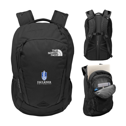  The North Face Black Connector Backpack - Faulkner University with Crest Stacked EMB