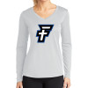 Thumbnail image for  Womens White Performance Long Sleeve V Neck Shirt