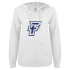 Thumbnail image for  ENZA Womens White V Notch Raw Edge Fleece Hoodie