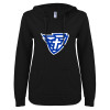 Thumbnail image for  ENZA Womens Black V Notch Raw Edge Fleece Hoodie