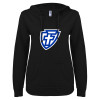 Thumbnail image for  ENZA Womens Black V Notch Raw Edge Fleece Hoodie