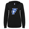 Thumbnail image for  ENZA Womens Black V Notch Raw Edge Fleece Hoodie