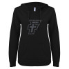 Thumbnail image for  ENZA Womens Black V Notch Raw Edge Fleece Hoodie