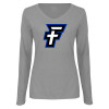 Thumbnail image for  Womens Grey Long Sleeve V Neck Tee 