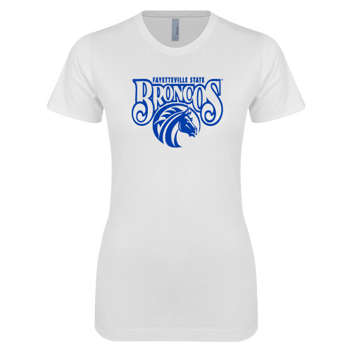  Next Level Womens White Boyfriend Tee - Official Logo