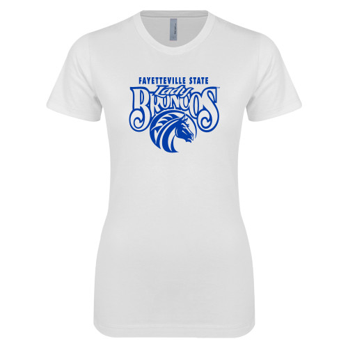  Next Level Womens White Boyfriend Tee - Lady Broncos